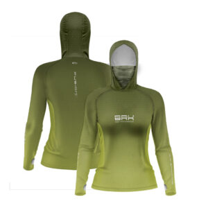 Camisa FusionX Feminina Brk Clean Verde Oliva com Capuz e Proteção UV50+