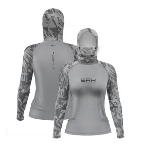 Camisa FusionX Feminina Brk Marine Cinza com Capuz e Proteção UV50+