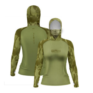 Camisa FusionX Feminina Brk Camo Verde com Capuz e Proteção UV50+