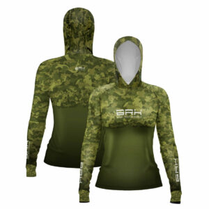 Camisa com Capuz Feminino Brk Camuflada Verde 2 com Proteção Solar UV50+