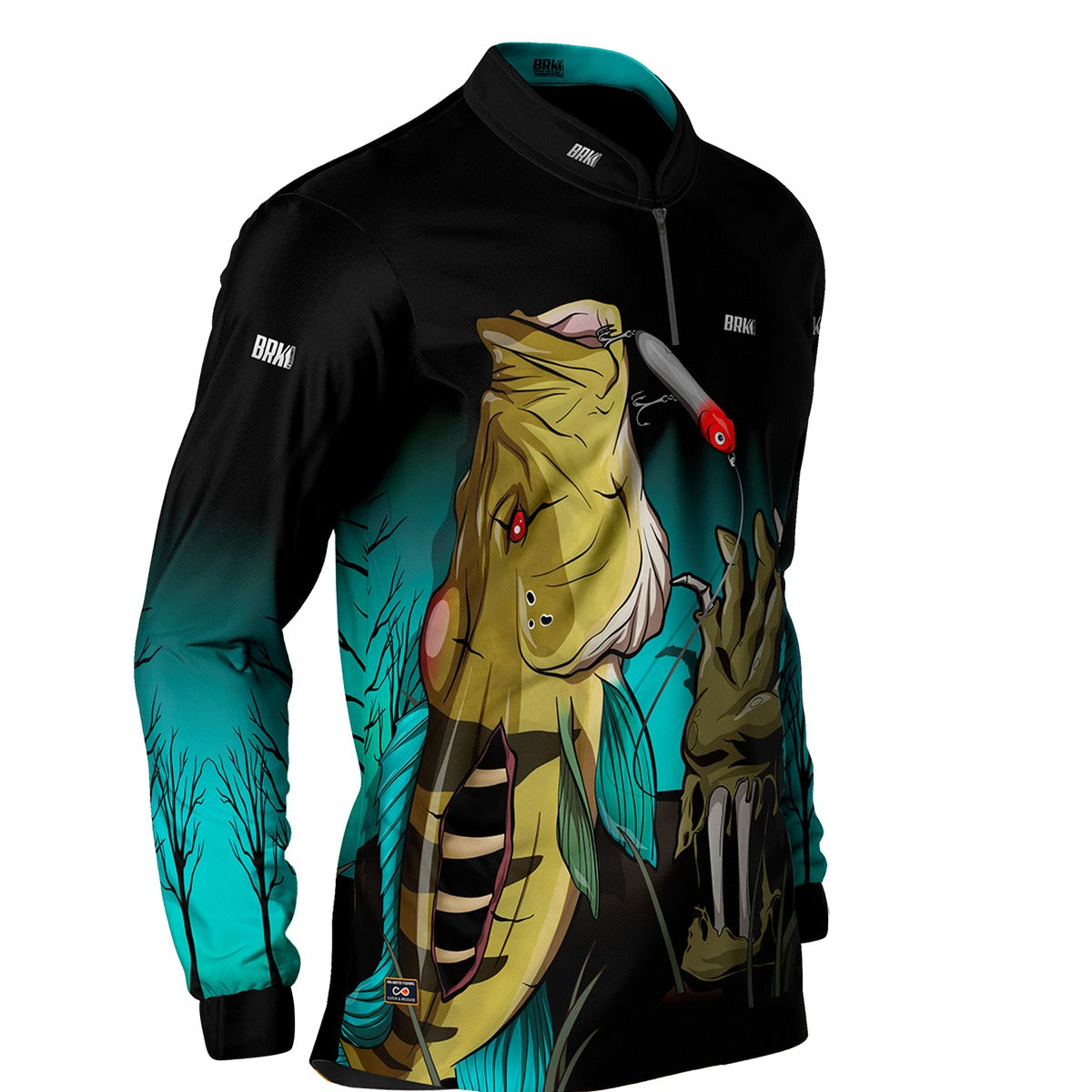 Camisa de Pesca Masculina Brk Halloween Edição Especial Tucuna Zumbi com UV50+ - Imagem 3