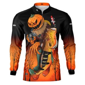 Camisa de Pesca Masculina Brk Halloween Edição Especial Ábobora Tucuna com UV50+
