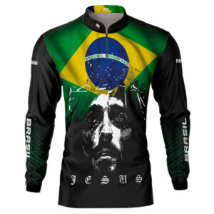 Camisa Masculina Brk Jesus Brasil Proteção Solar UV50+