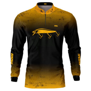 Camisa de Pesca Brk Isca Meia Água Tres Garateias Amarela com UV50+