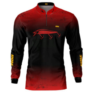 Camisa de Pesca Brk Isca Meia Água Tres Garateias Vermelha com UV50+