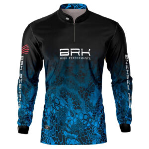 Camisa de Pesca Brk Criptek Preto e Azul com Proteção Solar UV50+