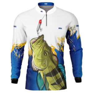Camisa de Pesca Brk Amarela e Azul com UV50+