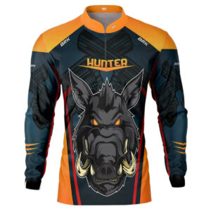 Camisa de Caça Brk Javali Azul-Laranja com UV50+