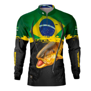 Camisa Masculina Brk Dourado Brasil Proteção Solar UV50+
