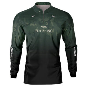 Camisa de Pesca Brk Fly Fishing Lure Verde Camo com UV50+
