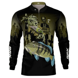 Camisa de Pesca Brk Halloween Tucuna Azul Zumbi com UV50+