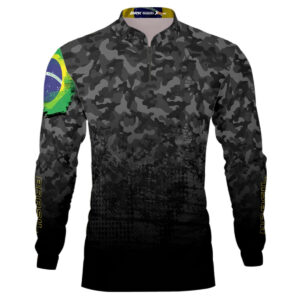 Camisa de Pesca Brk Brasil Camuflada Preto com UV50+