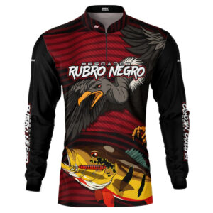 Camisa de Pesca Brk Pescador Rubro Negro 2023 com UV50+