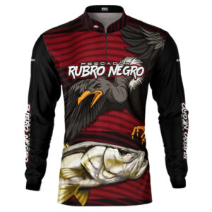 Camisa de Pesca Brk Pescador Rubro Negro Robalo com UV50+