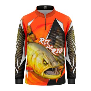 Camisa de Pesca Infantil Brk Dourado Rei do Rio 1.0 com UV 50+