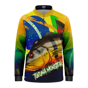 Camisa de Pesca Infantil Brk Tucunaré Açu Brasil com Proteção UV50+