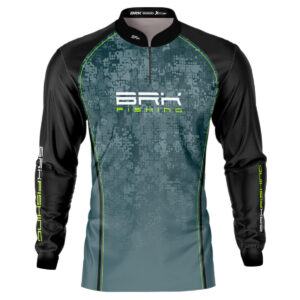 Camisa de Pesca Brk Preta e Azul Camo com Proteção UV50+