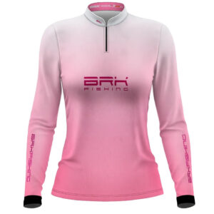 Camisa Feminina de Pesca  Brk Fishing Rosa Bebê Proteção UV50+