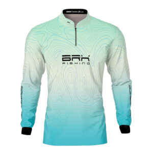 Camisa de Pesca Brk Ciano e Branco com Proteção UV50+