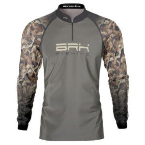 Camisa de Pesca Brk Camuflada e Cinza com Proteção UV50+