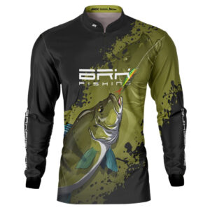 Camisa de Pesca Preto e Musgo Brk Tucunaré Azul com UV50+