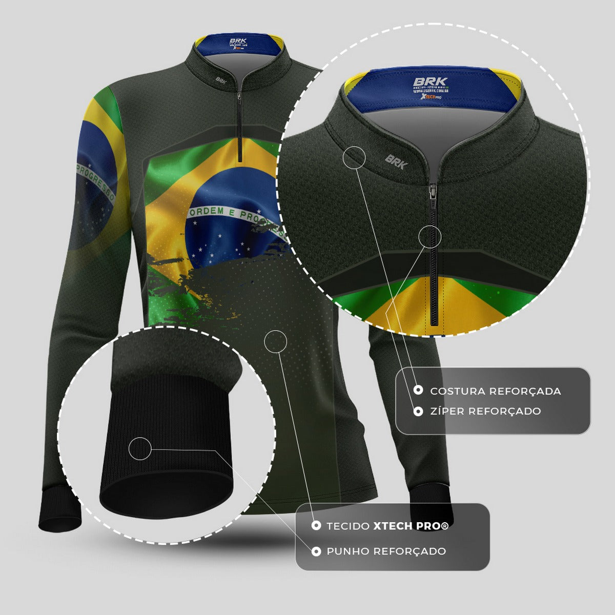 Camisa Agro Feminina Brk Brasil Verde Oliva com Proteção Solar UV50+ - Imagem 14