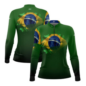Camisa Agro Feminina Brk Brasil Verde com Proteção Solar UV50+