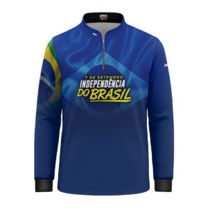 Camisa Agro Infantil Brk Independência Brasil Azul com Proteção Solar UV50+