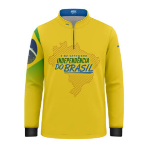 Camisa Agro Infantil Brk Independência Brasil Amarelo com Proteção Solar UV50+