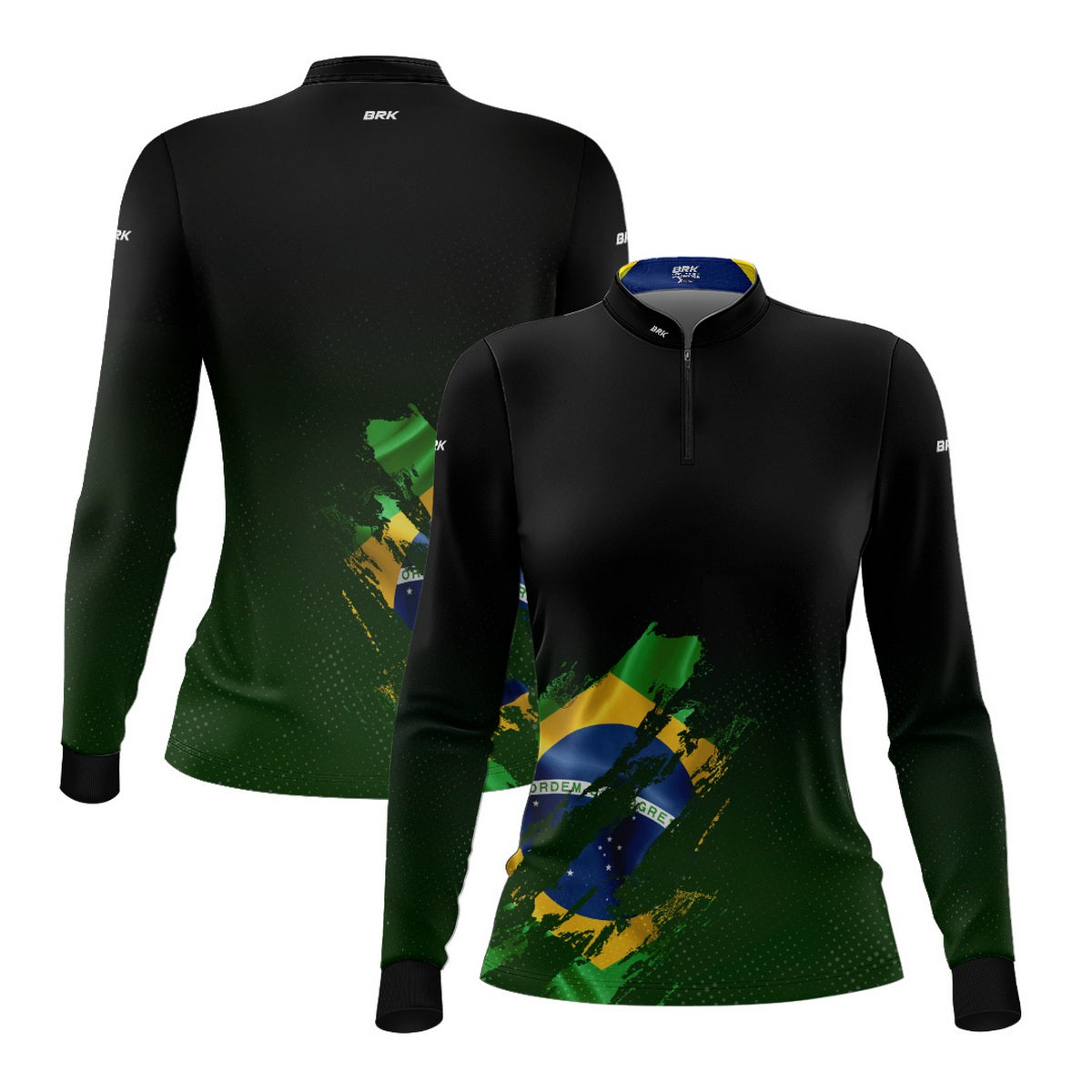 Camisa Agro Feminina Brk Bandeira Brasil Lateral com Proteção Solar UV50+