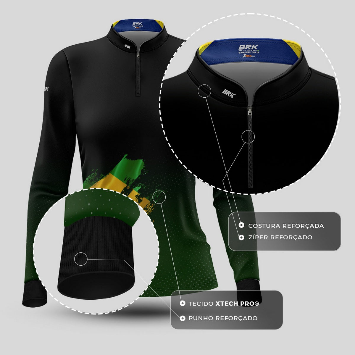 Camisa Agro Feminina Brk Bandeira Brasil Lateral com Proteção Solar UV50+ - Imagem 5