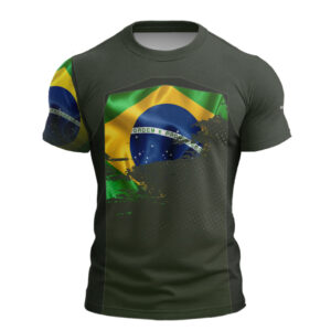 Camiseta de Pesca Brk Brasil Verde Oliva com com Proteção Solar UV50+C26