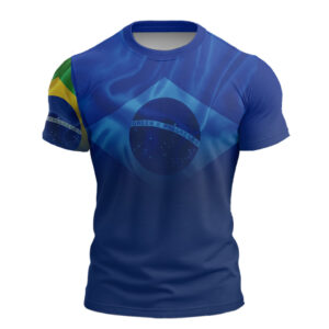 Camiseta de Pesca Brk Brasil Azul com com Proteção Solar UV50+