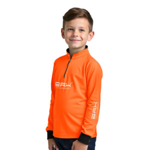 Camisa de Pesca Infantil Brk Básica Laranja com Proteção Solar UV50+