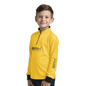 Camisa de Pesca Infantil Brk Básica Amarela com Proteção Solar UV50+