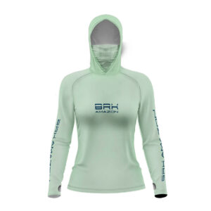 Camisa FusionX Brk Feminino Tucunaré Clean Verde Claro com Capuz e Proteção UV50+