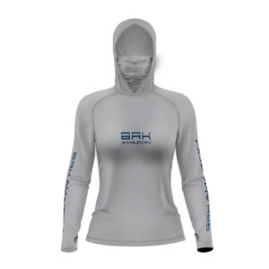Camisa FusionX Brk Feminino Tucunaré Clean Cinza com Capuz e Proteção UV50+