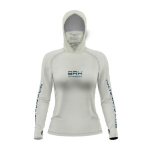 Camisa FusionX Brk Feminino Tucunaré Clean Bege com Capuz e Proteção UV50+
