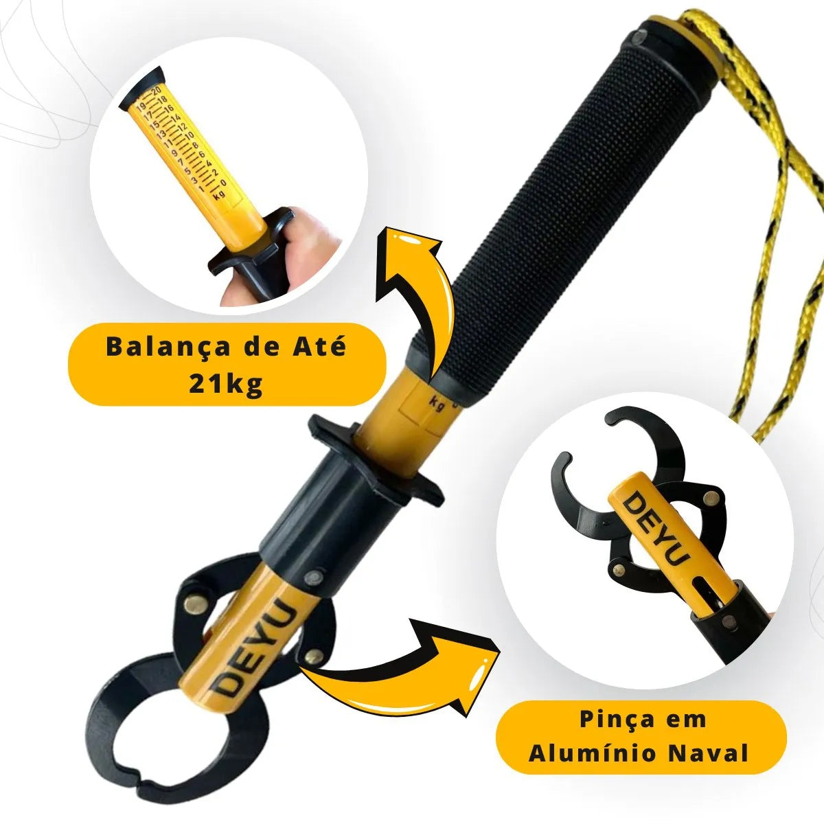 Alicate Pega Peixe de Contenção Pesca Com Balança Até 21Kgs Deyu DY-01 - Imagem 5