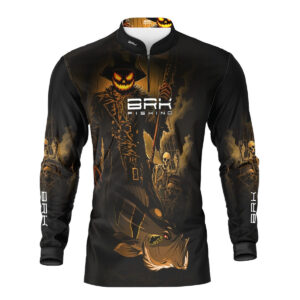 Camisa de Pesca Brk Azul Halloween Peixe e Caveira com Proteção UV50