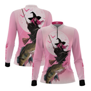 Camisa de Pesca Feminina Brk Branca e Rosa Bruxa com Proteção UV50