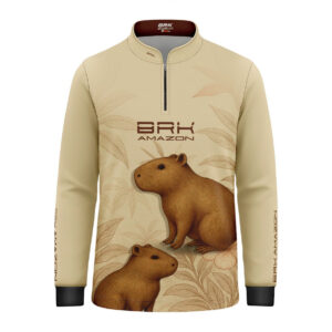 Camisa de Pesca Infantil Brk Amazon Capivara Floral com Proteção UV50