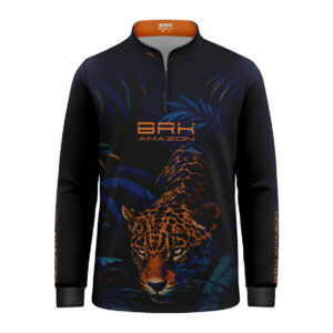 Camisa de Pesca Infantil Brk Amazon Onça Azul com Proteção UV50
