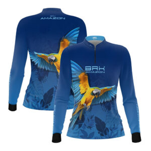 Camisa de Pesca Feminina Brk Amazon Arara Azul com Proteção UV50