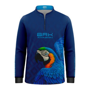 Camisa de Pesca Infantil Brk Amazon Arara Azul com Proteção UV50
