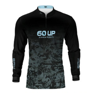 Camisa de Pesca Brk 60UP Camuflada Azul e Preta com Proteção UV50