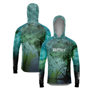Camisa de Pesca Brk com Luva e Capuz Hybrid Mapa Brasil com Proteção Solar UV50+
