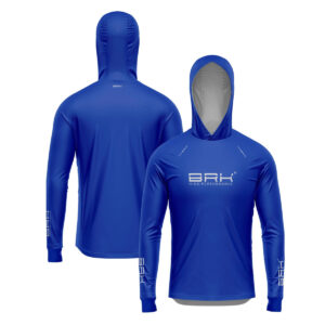 Camisa de Pesca Brk com Luva e Capuz Hybrid Azul Escuro com Proteção Solar UV50+