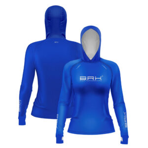 Camisa de Pesca Feminina Brk com Luva e Capuz Hybrid Azul Escuro com Proteção Solar UV50+