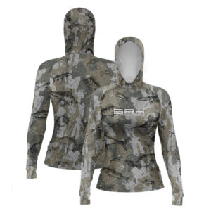 Camisa de Pesca Feminina Brk com Luva e Capuz Hybrid Camuflada Peixe com Proteção Solar UV50+